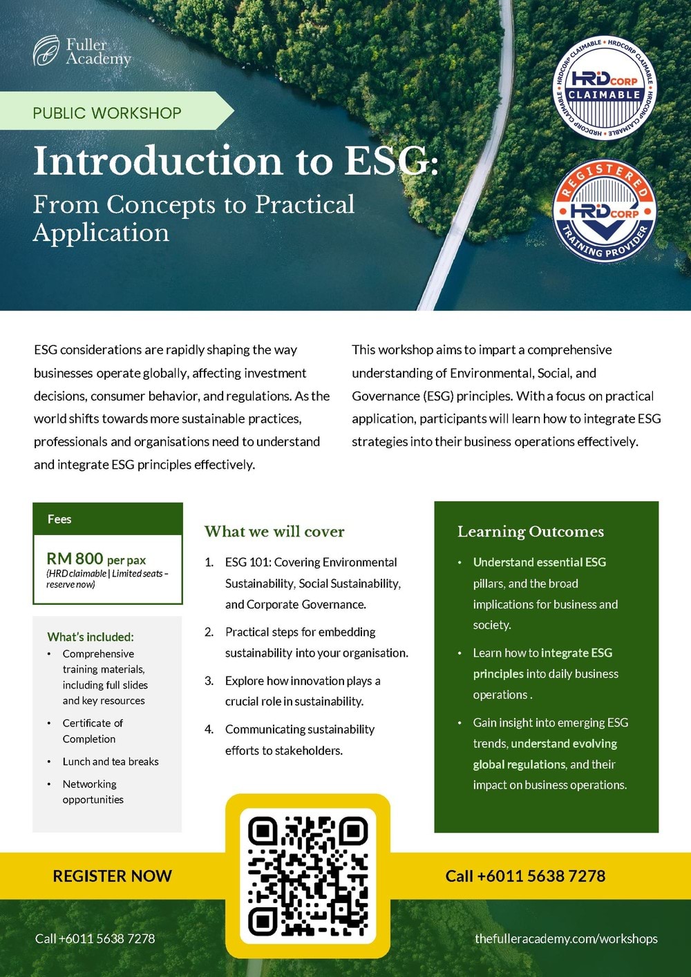 Workshop on ESG concepts and practical application for businesses, covering sustainability, governance, and innovation with practical insights on integrating ESG into business operations.